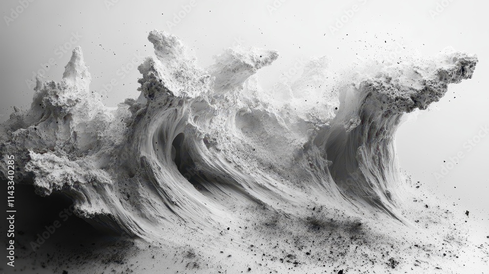 Aufkleber volcanic ash particles elegantly display their intricate textures and unique forms against a stark w