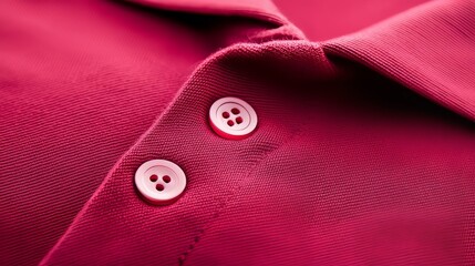 Close-up maroon polo shirt on a plain white background, focus on collar and buttons, sharp detail for fashion mockup