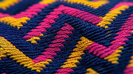 Vibrant Knitted Textile Closeup Abstract Color Pattern
