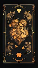 Four Mice Sharing A Heart Shaped Cheese Feast