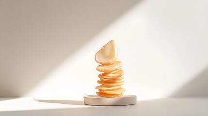 Elegant Stacking of Onion Rings in Minimalist Artistic Arrangement
