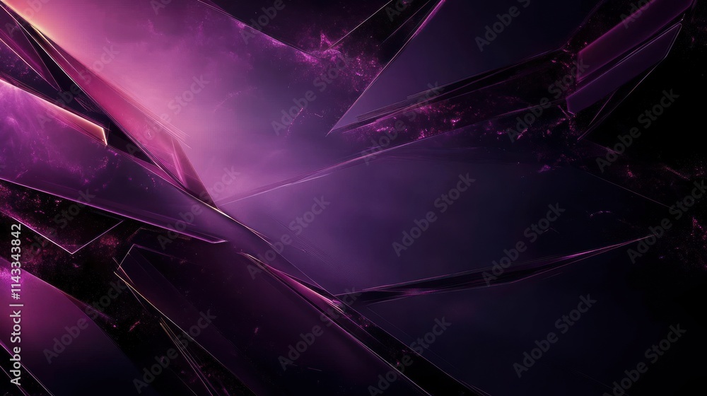 Poster futuristic deep purple abstract geometric background with angular shapes and 3d effect