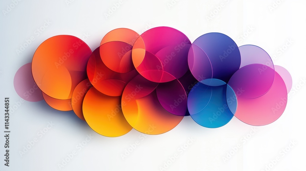 Poster this graphic features a vibrant arrangement of overlapping 3d ellipses in multiple hues against a cl