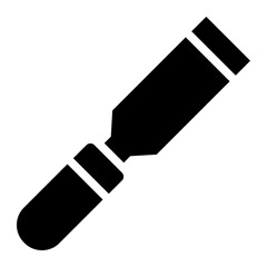 Wood chisel glyph icon for carving and detailed woodworking