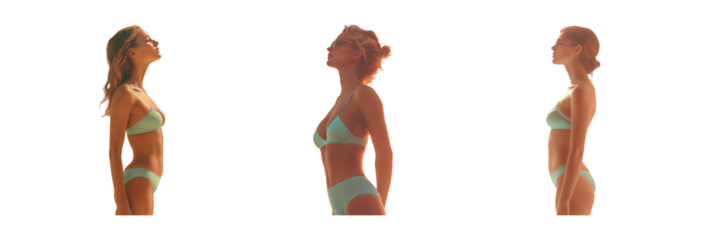 Elegant Profile of Woman in Bikini on Transparent Background