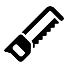 Hacksaw glyph icon for cutting woods in carpentry and construction