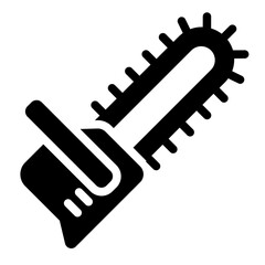 Chainsaw glyph icon for heavy duty woodcutting and forestry operations