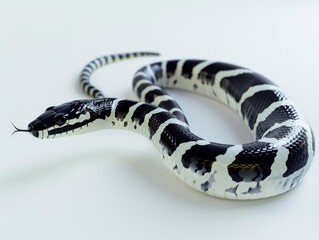 Naklejka premium A banded sea snake resting on a pure white background
