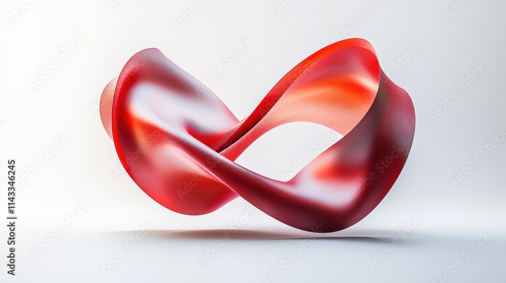 Poster abstract 3d shape with sleek curves and angular edges on a white background, perfect for graphic des