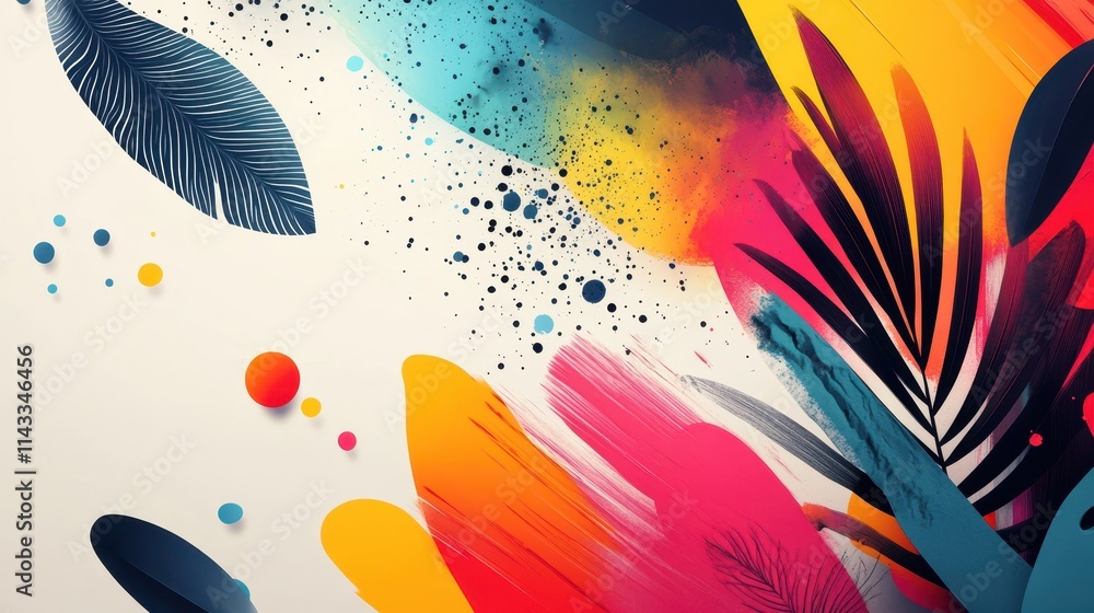 Poster vibrant backdrop design with colorful elements, ideal for impactful presentations and creative proje