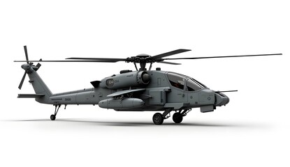 Fototapeta premium The image depicts a formidable Boeing AH-64 Apache helicopter, a twin-engine attack helicopter renowned for its exceptional firepower and advanced avionics.