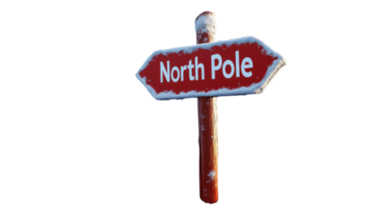 Wooden sign North Pole transparent background