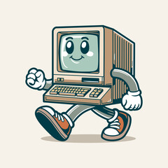 Mascot Computer Cartoon Vector Art, Illustration and Graphic