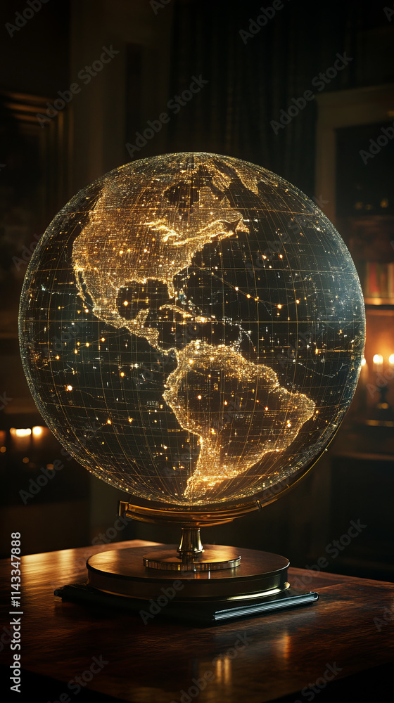 Aufkleber glowing globe showcasing data points across americas, symbolizing connectivity