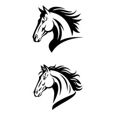 Black and White Horse Head Silhouettes