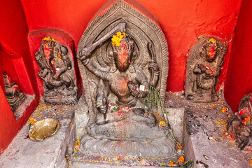 Goddess Manjushri, a boddhisatva,with Ganesh idol depicting the fusion of hindu and buddhist...