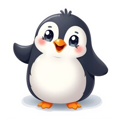 Fototapeta premium Adorable 2D Cartoon Penguin Clipart for Kids Isolated on White Background