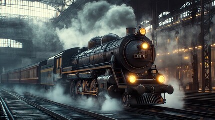 Vintage Steam Train at Historic Railway Station