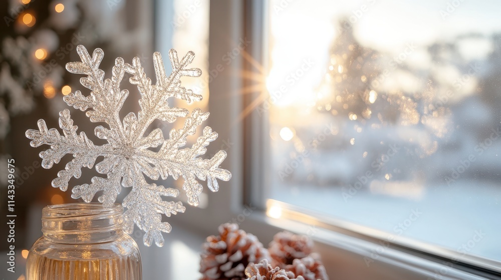 Aufkleber frost snowflake on the mirror window panes create a essence of chrismas and winter mood and tone at 