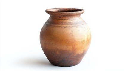 Clay terracota Vase on isolated on white background.
