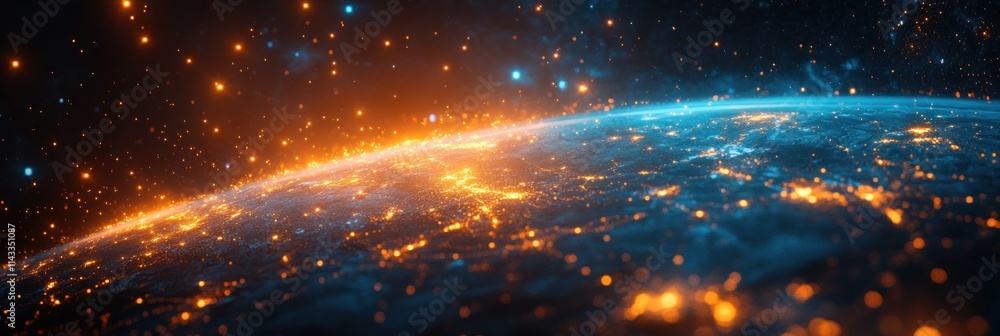 Aufkleber futuristic blue hologram globe with glowing ai networked earth map and interactive data visualizatio