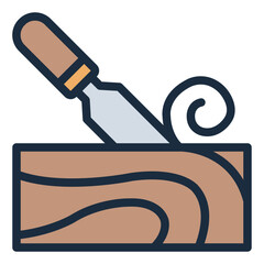 Wood filled line icon for various uses in construction, carpentry, and lumber industries