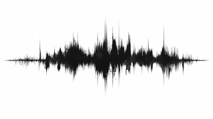 Abstract black and white illustration of a seismic waveform, representing the intensity of an earthquake, isolated on a white background. Seismic. Illustration
