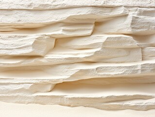 A textured, layered surface resembling stone with soft white tones and gentle ridges, ideal for background or design elements.