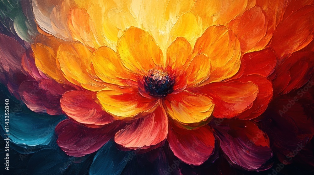 Poster colorful abstract explosion background with dynamic brush strokes and vibrant light effects