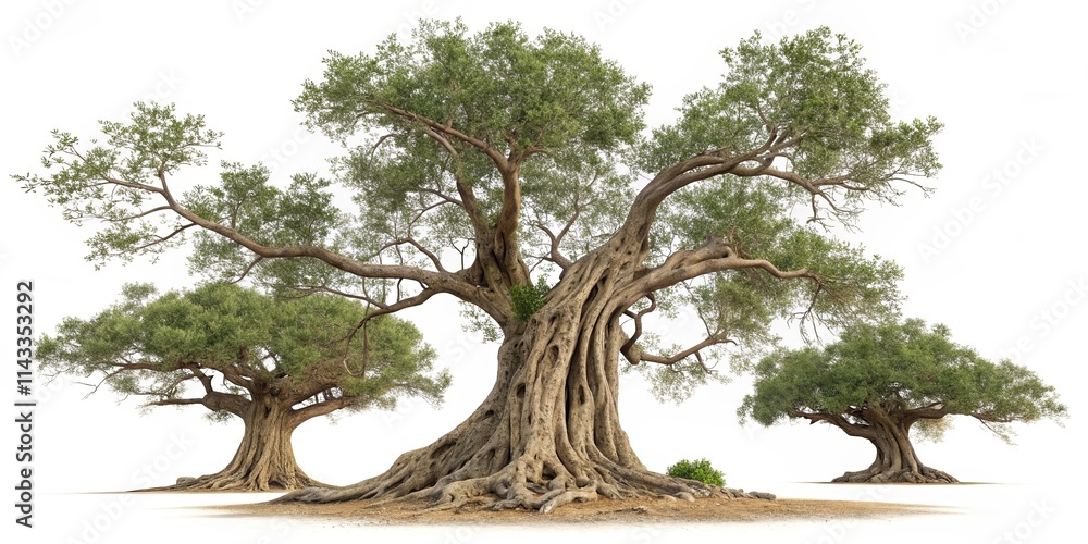 Poster Three large trees with a large trunk in the middle