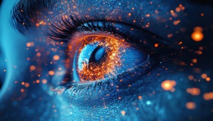 Futuristic Digital Identity in Abstract Portrait with Cybernetic Visionary Elements
