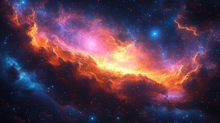 Fototapeta premium Vibrant Colorful Nebula Swirling Clouds of Space and Cosmos with Stars
