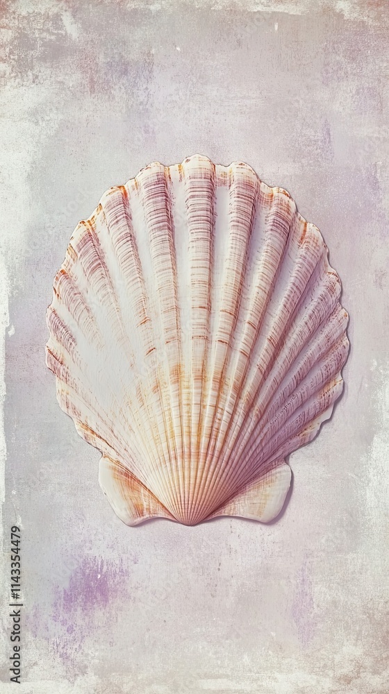 Poster a single scallop shell on a textured background