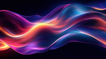 Colorful Abstract Fluid Dynamics with Neon Light Waves