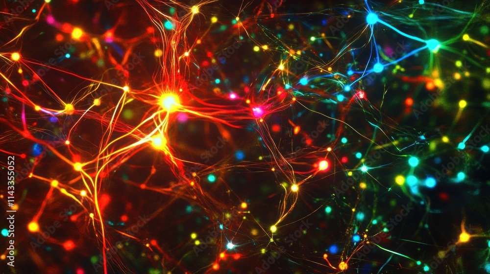 Fototapete a vibrant abstract representation of interconnected neural pathways and energy flow.