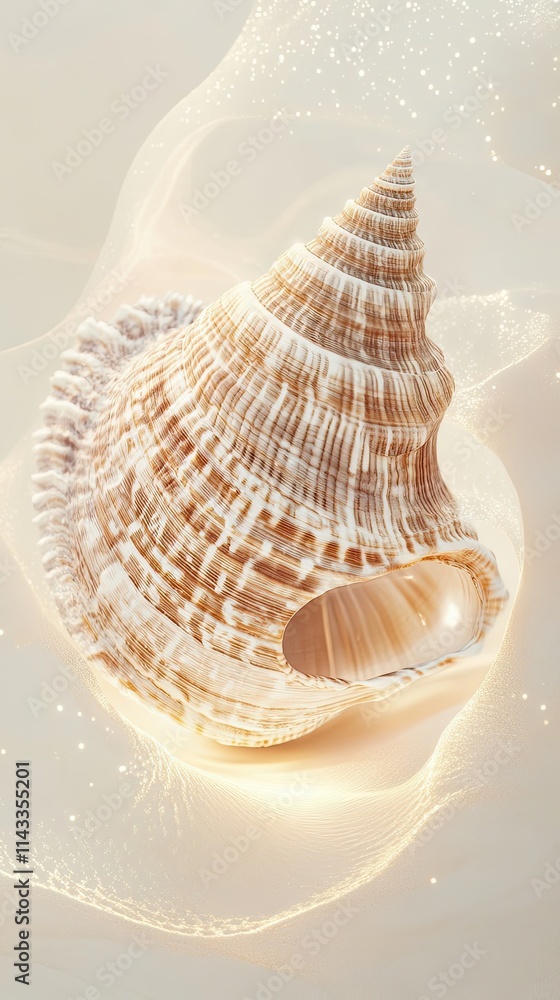 Poster elegant seashell resting on soft sandy background