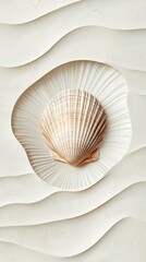 Obraz premium Seashell nestled in a sandy dune abstract