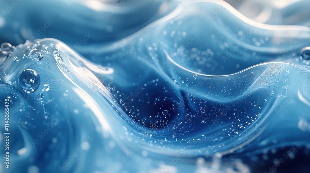 Poster abstract 3d render animation of blue bubble motion background design seamless looped vide