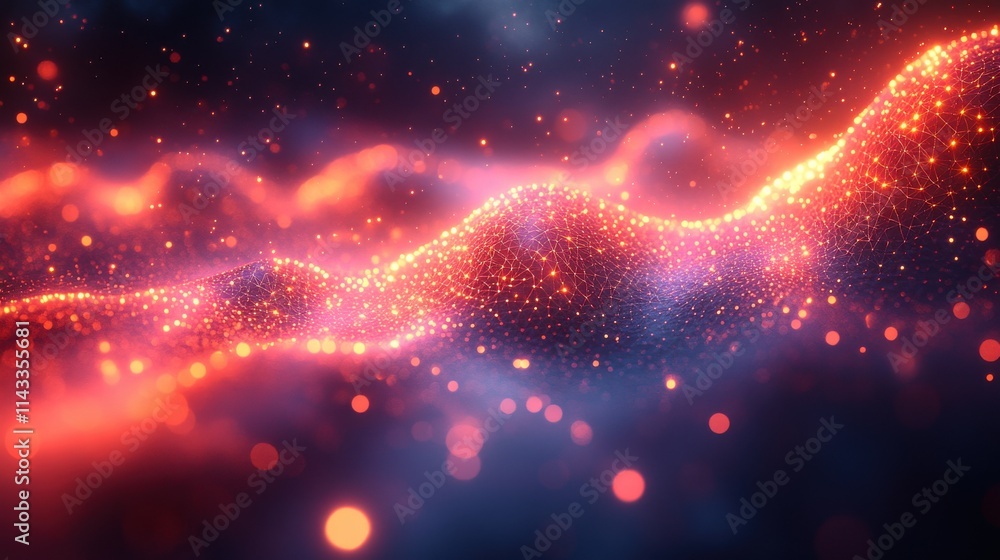 Poster abstract 3d render animation of colorful wireframe shape background design seamless looped animatio