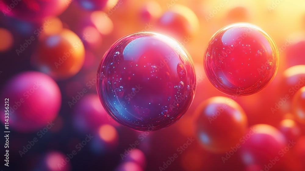Aufkleber abstract 3d render animation of flying spheres motion background design vide