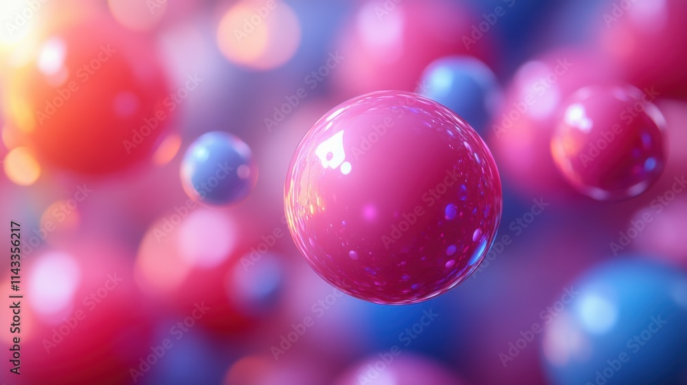 Poster abstract 3d render animation of multicolored spheres motion background design seamless looped vide