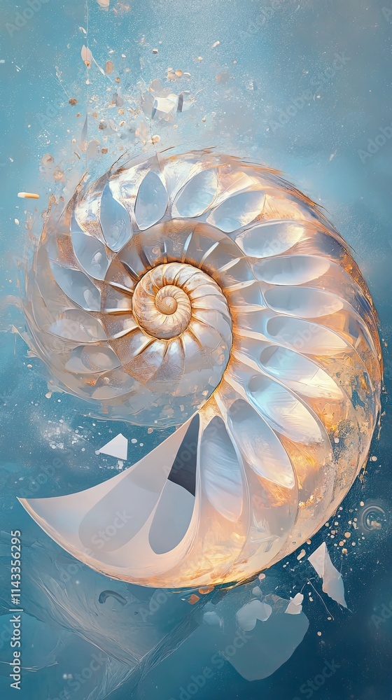 Poster abstract nautilus shell artistic digital representation