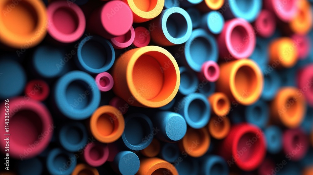 Poster abstract 3d render background design of colorful circles seamless looped animatio
