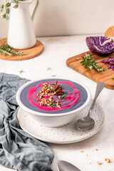 Purple Cabbage Soup with Pecans and Rosemary