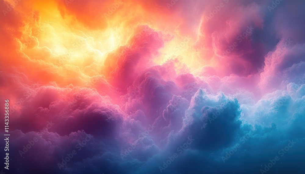Poster vibrant colorful explosion abstract design with dynamic swirling clouds and dramatic lighting