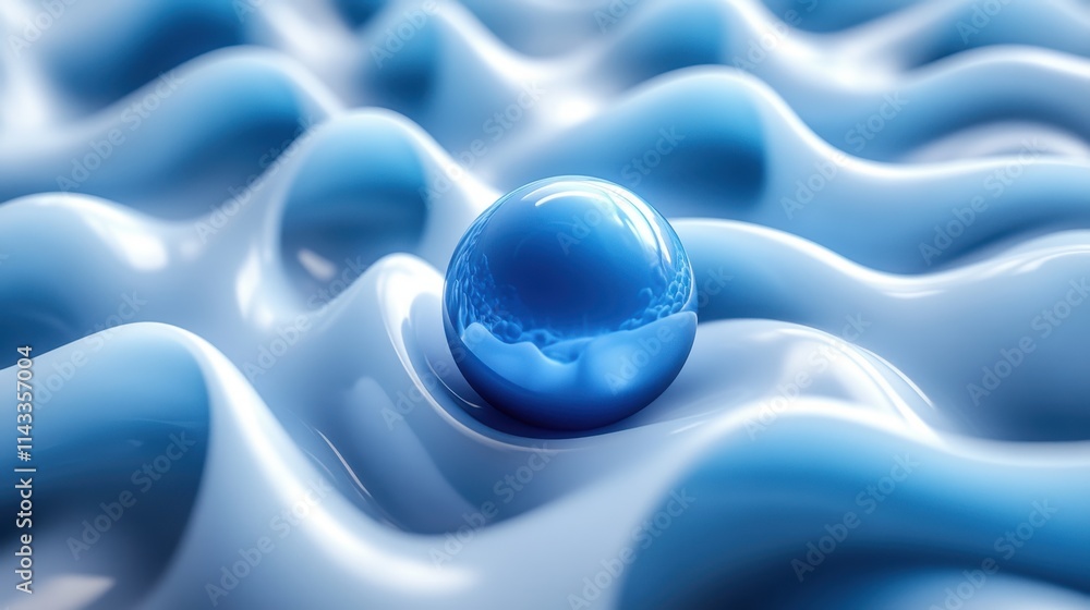 Poster abstract 3d render background design with blue sphere
