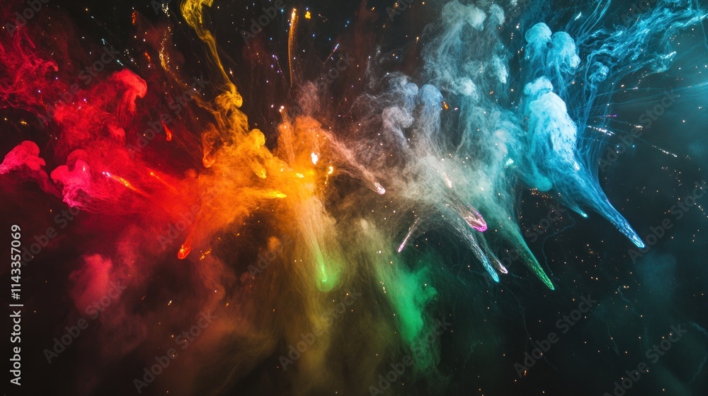 Aufkleber a vibrant explosion of colored smoke, creating a dynamic and artistic visual effect.