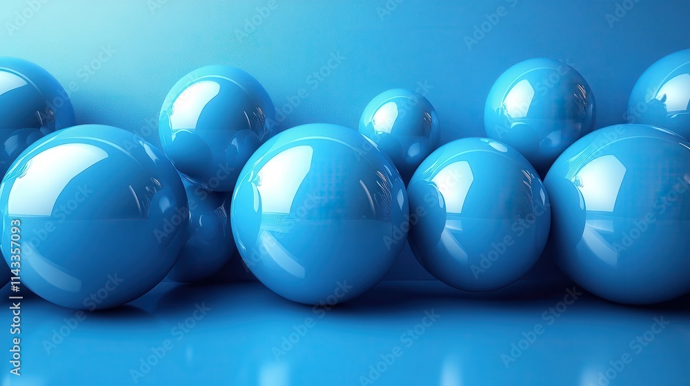 Poster abstract 3d render background design with blue sphere
