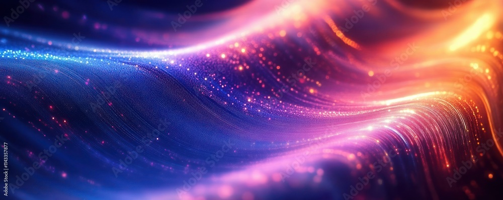 Poster futuristic abstract digital background with neon lights and flowing lines for tech and data