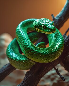 green snake on a tree